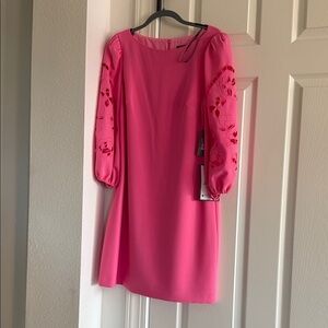 Vince Camuto Pink Long Sleeve Dress with Floral Accents